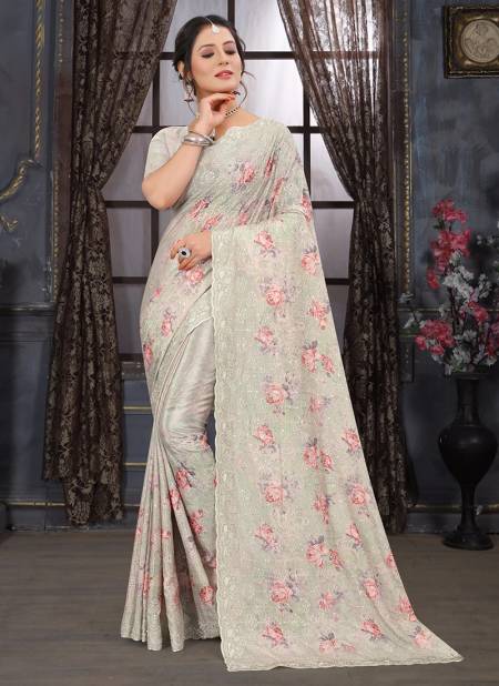 Pista Latest Fancy Party Wear Orgenza Digital Print With Embroidered Saree Collection 1088